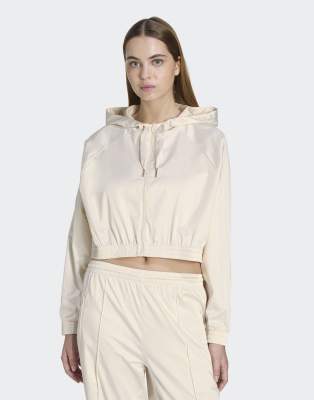 adidas Originals - Pearl - Sweat à capuche court à fermeture éclair - Blanc wonder