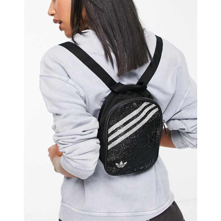 adidas Originals Petit sac dos logo trois bandes en strass Noir