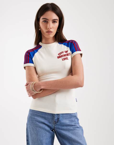 adidas Originals - Philadelphia - T-shirt met stadsprint in crème en wit - view 1