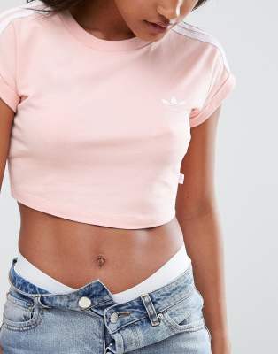 pink adidas crop top