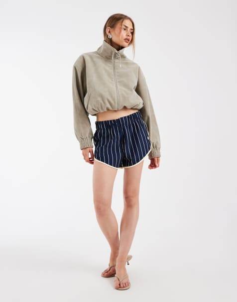 adidas Originals Pinstripe Firebird shorts i night indigo / warm vanilla - view 1