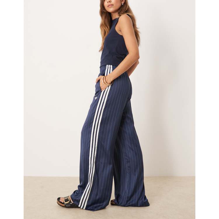  アディダス WIDE LEG PANTS ネイビー ストライプ adidas Originals pinstripe wide leg pants in navy | ASOS
