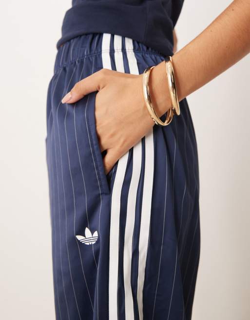 adidas Originals pinstripe wide leg pants in navy | ASOS