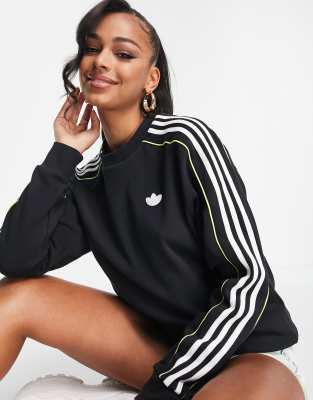 adidas Originals piping crew sweatshirt in black | ASOS