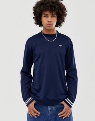 adidas Originals – Pique – T-shirt med lång ärm, hög krage och logga DU7854-Marinblå