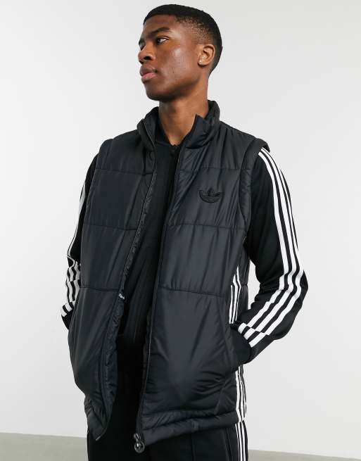 adidas Originals Piumino smanicato con tre strisce colore nero