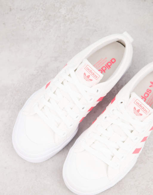 Adidas pink store stripe trainers