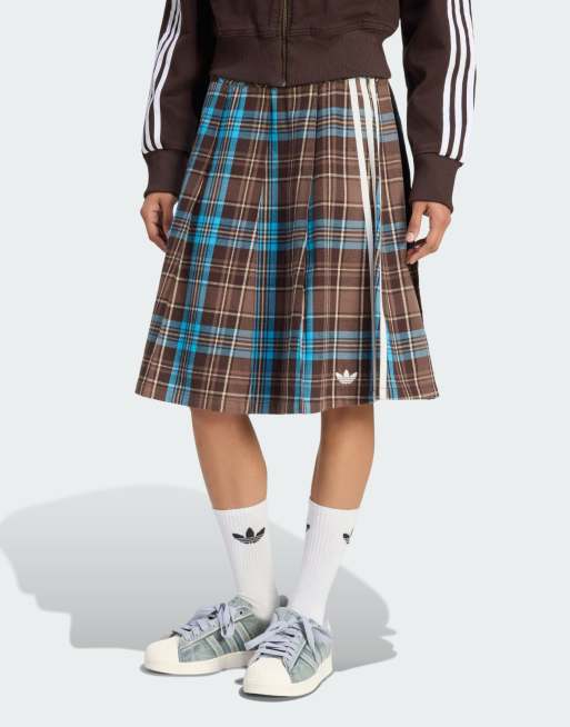 adidas Originals Pleated check skirt in multi-colour