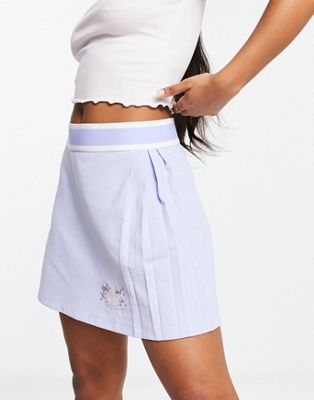 adidas Originals pleated skirt in pastel blue with floral logo