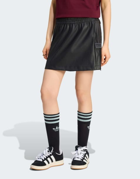 adidas Originals Pleather adibreak skirt in black / utility black - view 1