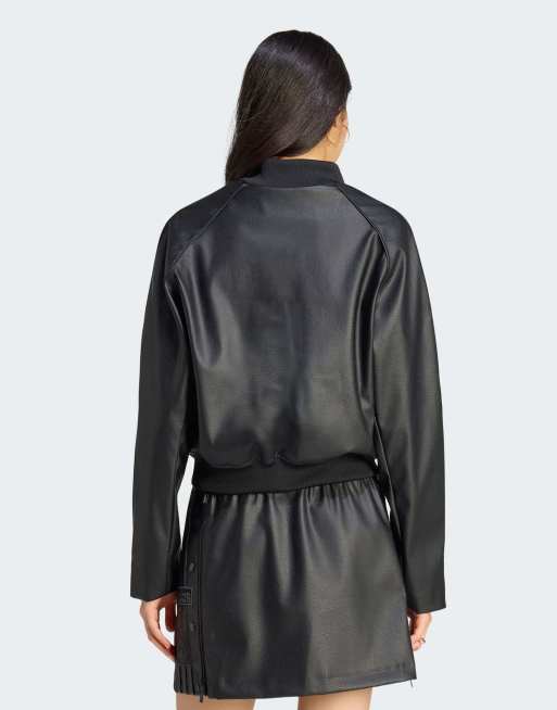adidas Originals – Pleather SST – Trainingsjacke in Schwarz/Kastanienbraun, 2 von 5
