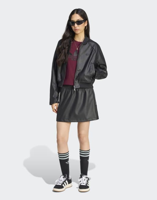 adidas Originals – Pleather SST – Trainingsjacke in Schwarz/Kastanienbraun, 3 von 5