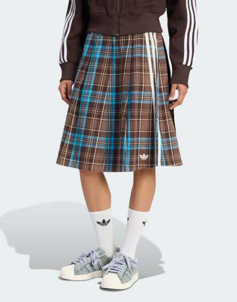 adidas Originals Pleated check skirt in multicolor