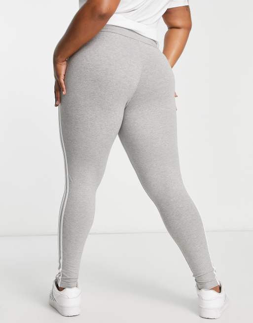 adidas Originals Plus 3 stripe legging in gray