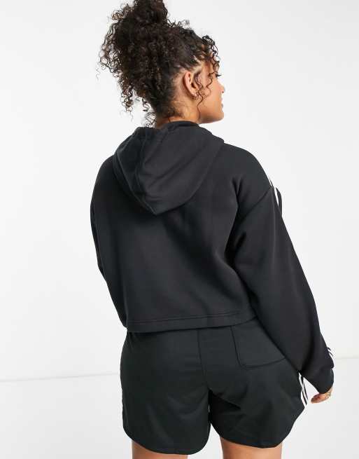 Adidas originals adicolor three stripe cropped hoodie in black on sale