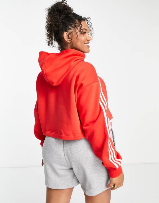 Adidas originals adicolor outlet 3 stripe cropped hoodie