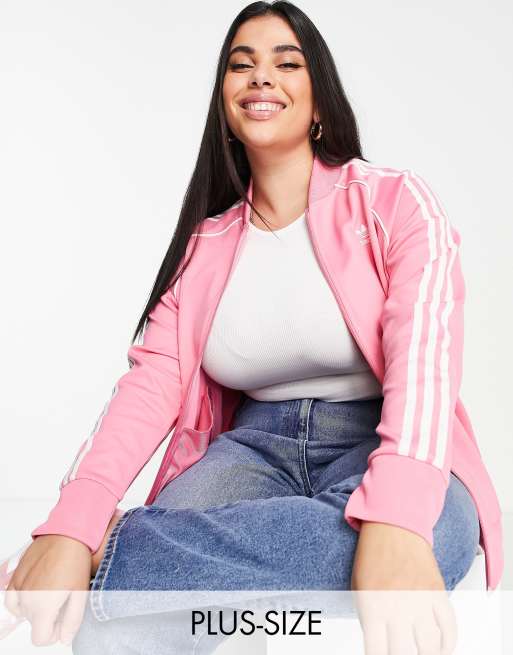 Adidas originals adicolor three stripe track jacket in pink deals