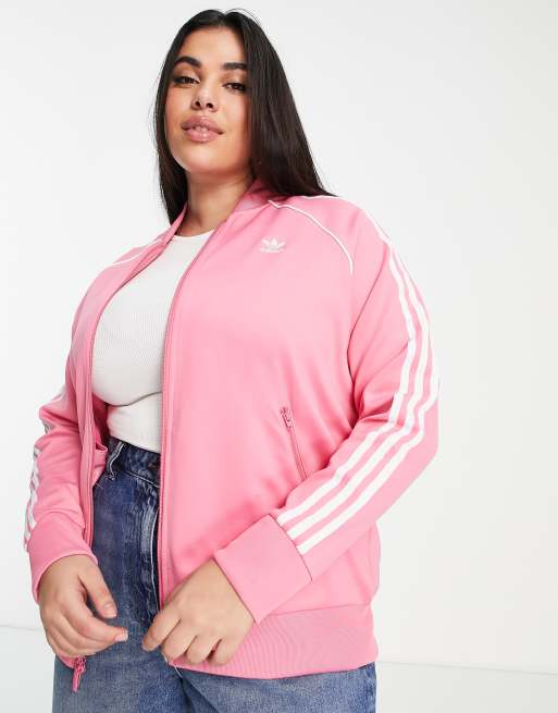 Adidas originals adicolor three stripe track jacket in pink sales
