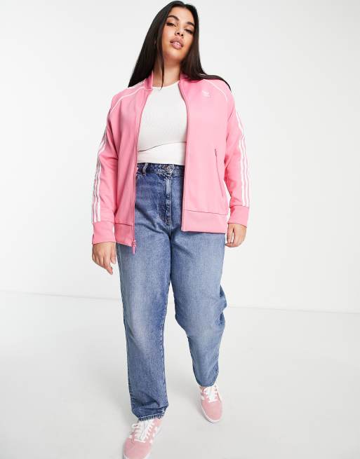 Adidas originals adicolor three stripe track jacket in pink hot sale