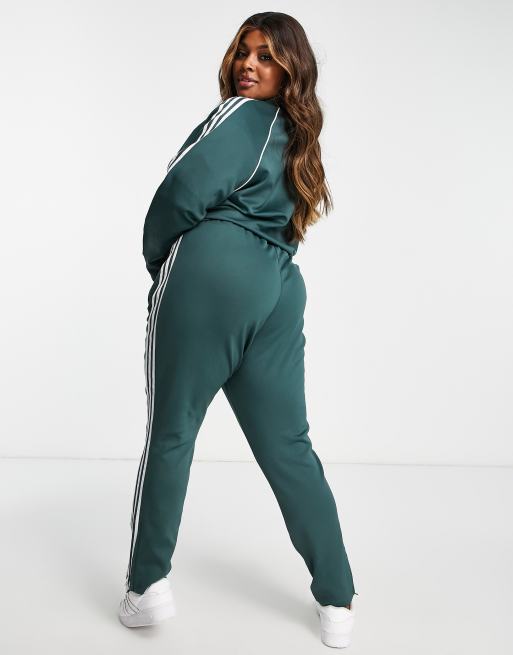 adidas Originals Plus adicolor 3-Stripes track pants in green