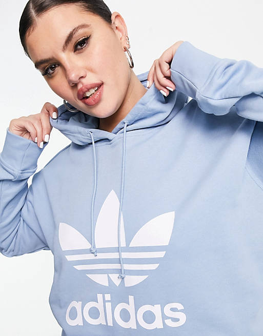Women adidas Originals Plus adicolor large logo hoodie in blue 