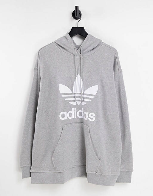 adidas Originals Plus adicolor large logo hoodie in grey