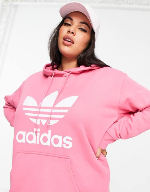 Pink hoodie plus size top
