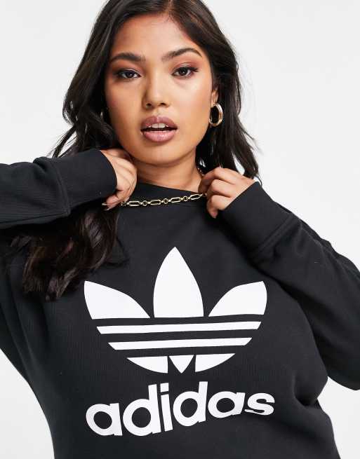 adidas Originals Plus adicolor large logo sweatshirt in black ASOS