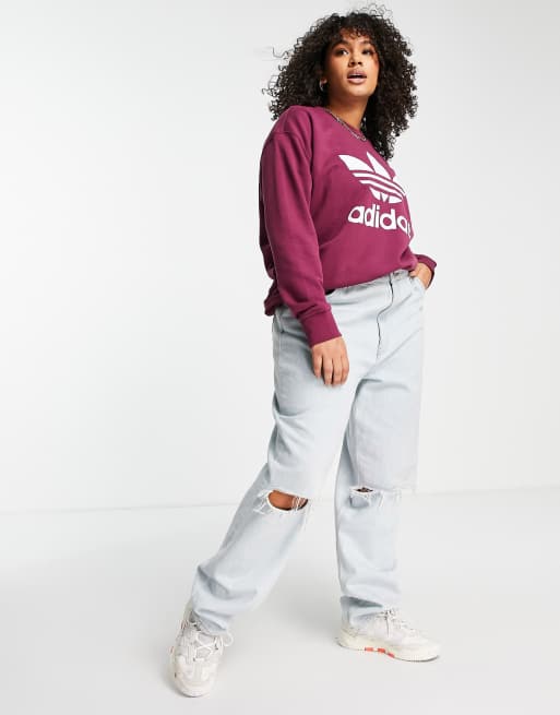 Adidas linear fleece crew sweatshirt sales