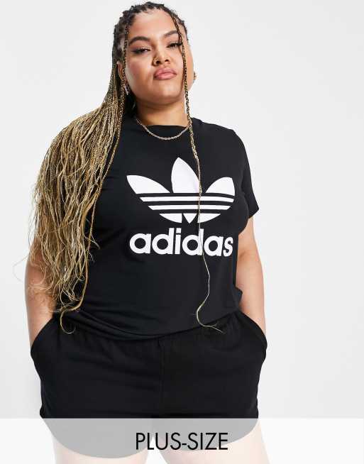 adidas Originals Plus adicolor large logo t-shirt in black |