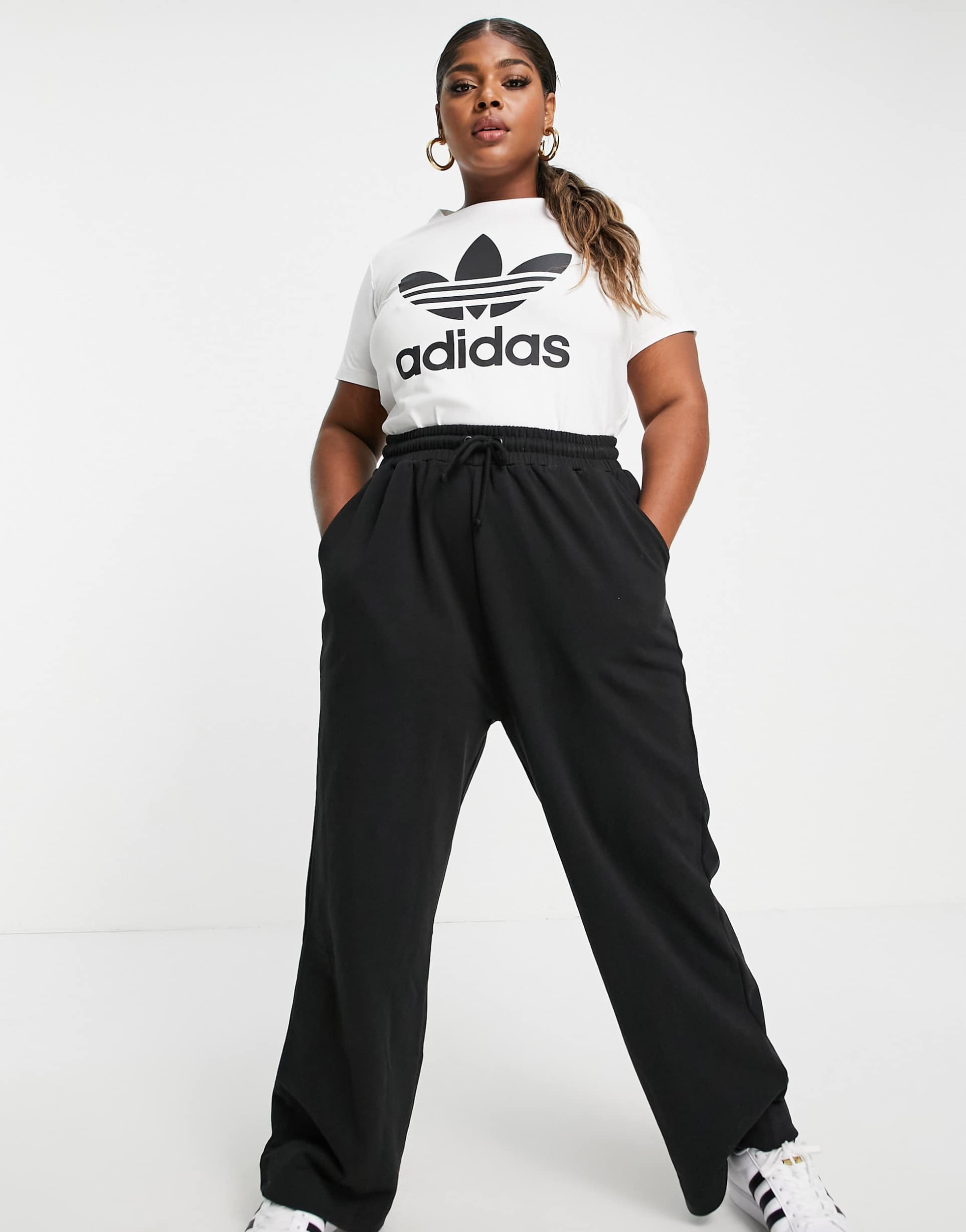 adidas Originals Plus adicolor large logo t-shirt in white