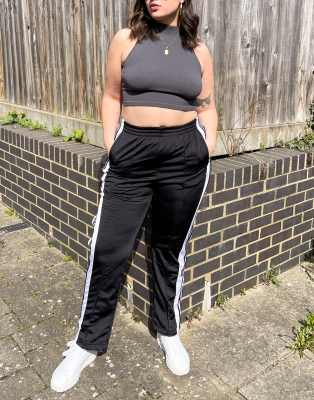 plus size black track pants