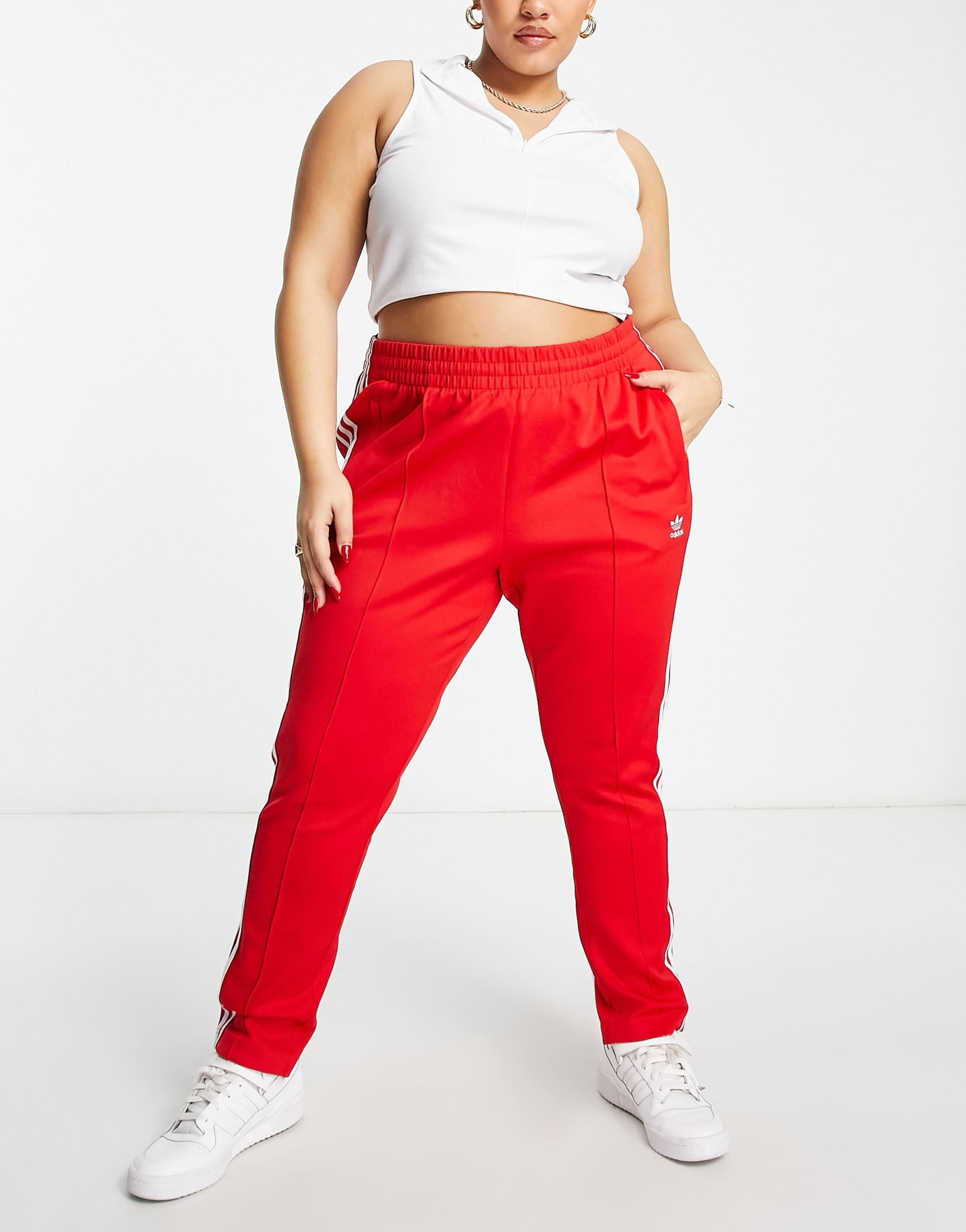 adidas Originals Plus adicolor slim joggers in red