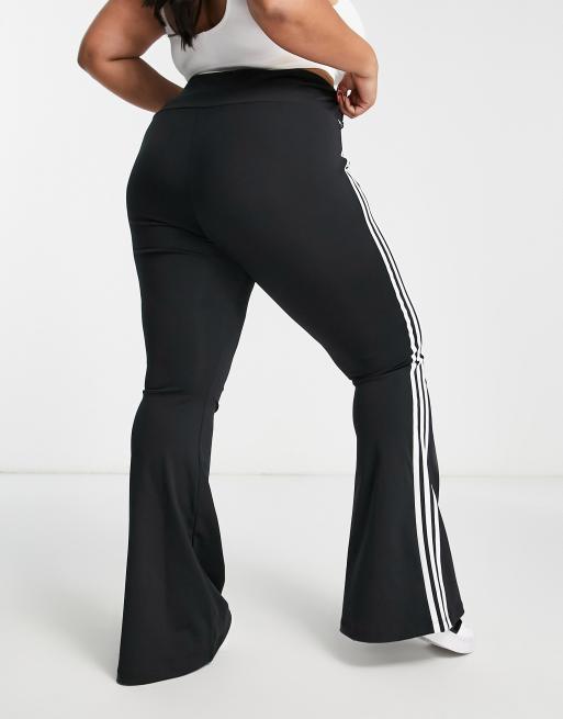 adidas Originals Plus adicolor three stripe flared legging in black