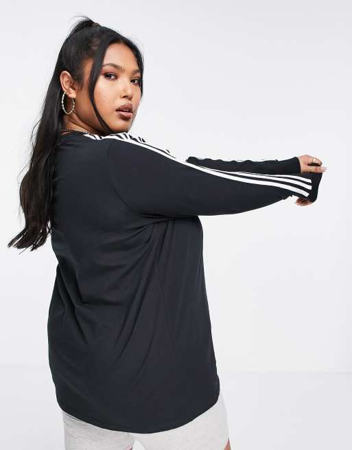 Adidas three stripe long sleeve top discount