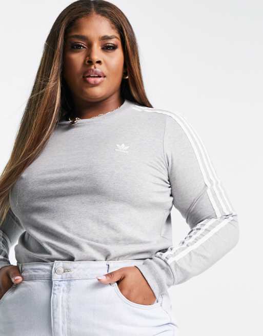 Adidas 3 stripe long sleeve top womens top