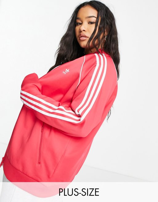 Adidas originals adicolor three stripe track jacket in pink top