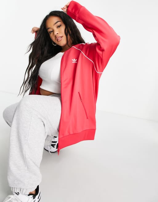 Adidas originals adicolor three stripe track jacket in red discount