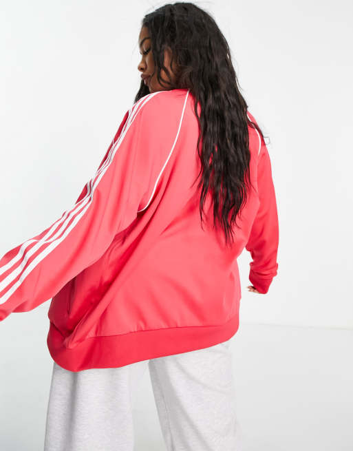 Adidas originals adicolor three shop stripe track jacket in pink