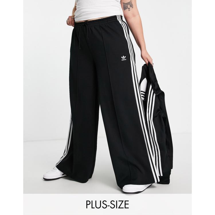 adidas Originals Black Three Stripe Wide Leg Pants