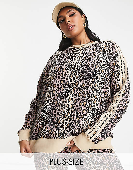 adidas Originals Plus all over leopard print sweater in brown | ASOS