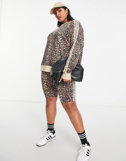 Adidas Originals All Over Leopard Print Leggings In Brown for Women