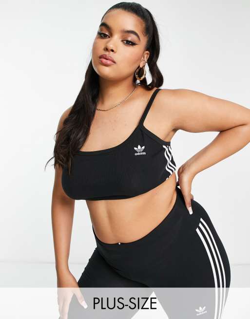 adidas Originals Plus – Bustier in Schwarz mit drei Streifen