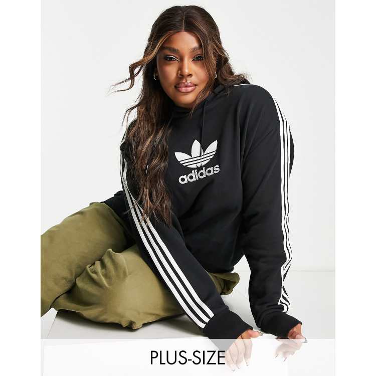 Adidas trefoil hoodie women's black sale