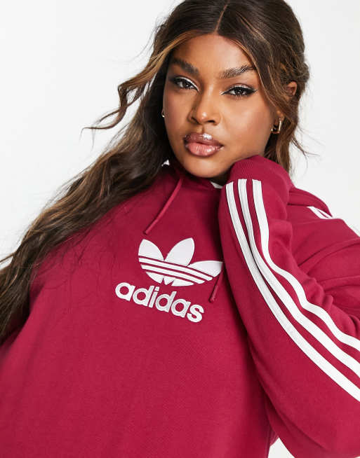 Adidas burgundy trefoil hoodie sales