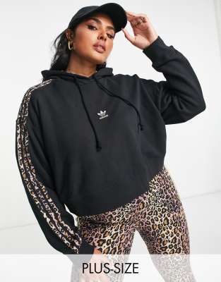 Adidas originals girls' leopard outlet print crop hoodie junior