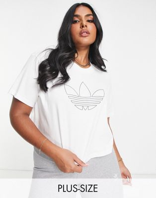 Adidas Originals Plus cropped logo t-shirt in white - ASOS Price Checker