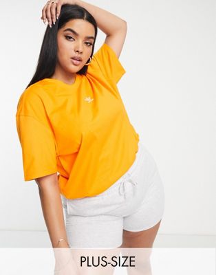 adidas Originals Plus essentials oversized t-shirt with logo in orange