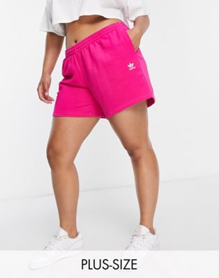 adidas Originals Plus essentials shorts with logo in pink