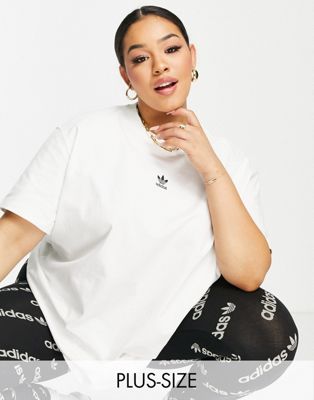 Tops imprimés adidas Originals Plus - Essentials - T-shirt avec logo centré - Blanc